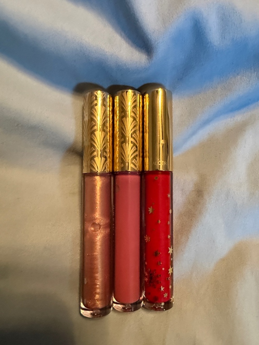 Estee Lauder Lip Gloss Trio - Rose Gold, Soft Pink, Bright Red